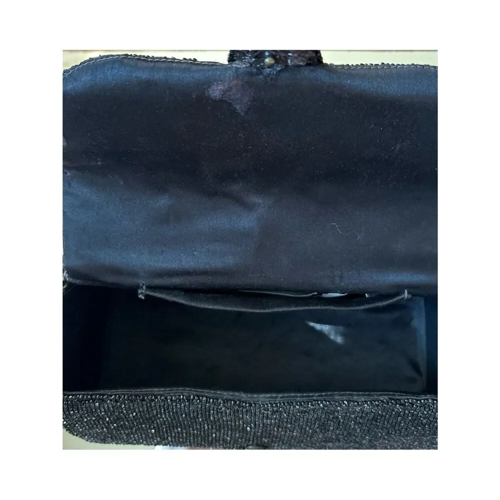 1950’s Delill Beaded Handbag Beaded Evening Clutch in Black ~ Stunning